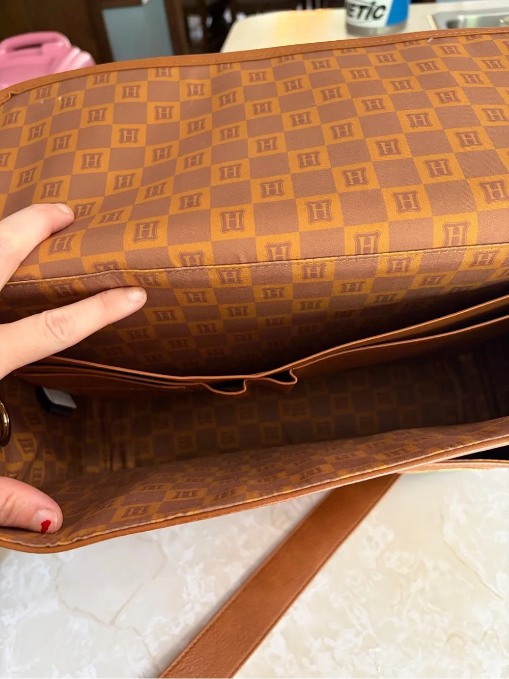 Harry Potter Hogwarts Messenger Laptop Bag Brown Faux Leather Crossbody